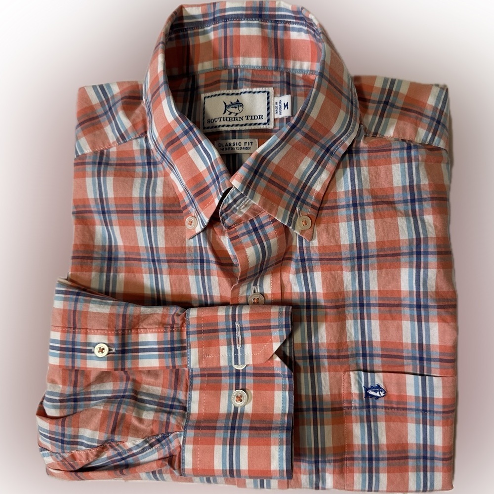 Southern Tide Classic‎ Fit Plaid Long Sleeve Button-Down Shirt Men’s Medium